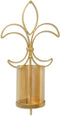 Hosley Metal Gold Fleur Dis Lis Wall Sconce with Glass Candle Holder