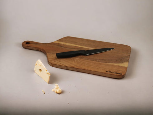 Wooden Cutting Board for Kitchen, Acacia Wood, 16 x 7 Inches, Handmade Serving Board for Vegetables and Cheese
