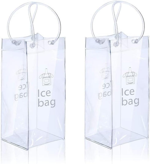 Ice Wine Bag Portable Collapsible Clear Wine Pouch Cooler with Handle for Party, Outdoor, Champagne, Cold Beer, 3 Pack