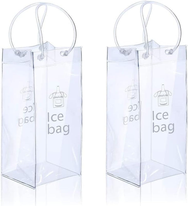 Ice Wine Bag Portable Collapsible Clear Wine Pouch Cooler with Handle for Party, Outdoor, Champagne, Cold Beer, 3 Pack