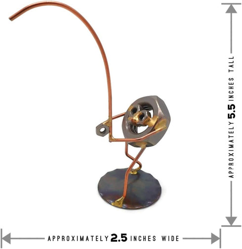 Fishing Nut Collectible Handmade Metal Art Figurine, Desk Accessories, Home Office Décor