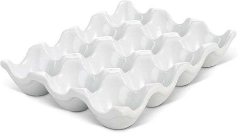 HIC Kitchen Egg Crate, Fine Porcelain, Holds 1 Dozen Eggs