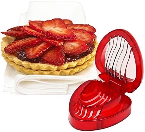 Strawberry Huller Stem Remover and Slicer Set, Stainless Steel Blade Kitchen Tools for Potatoes Pineapples Carrots
