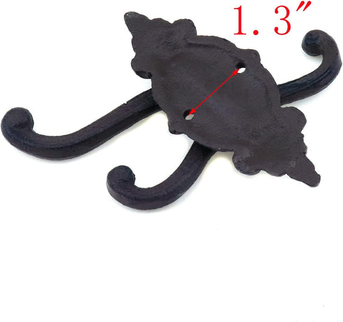 MY MIRONEY Cast Iron Swivel Wall Hook - 3-in-1 Vintage Coat Hook, Heavy Duty Triple Swivel Hook Pack of 3