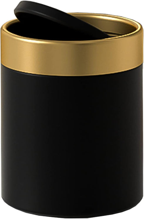 Small Trash Can with Lid, Mini Desk Trash Can, 1.5 Liter / 0.4 Gallon Metal Garbage Can for Countertop