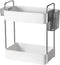 2-Tier Adjustable Countertop Organizer Tray, Dual-Level Spice Rack and Cosmetic Storage for Kitchen Cabinet & Pantry