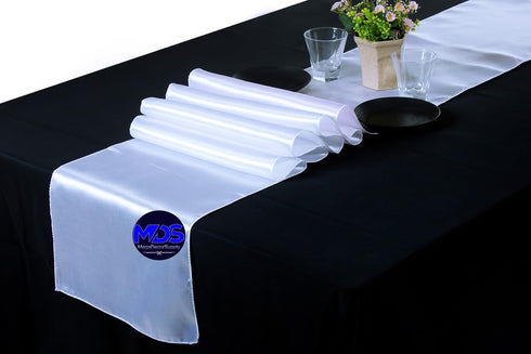 MDS 10 PCS Satin Table Runners, 12 x 108 Inch Charmeuse Sateen Silk for Wedding Reception Birthday Party