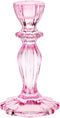 Talking Tables Boho Pink Glass Candlestick Holder, Height 16cm, One Size Glass Candle Holder