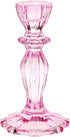 Talking Tables Boho Pink Glass Candlestick Holder, Height 16cm, One Size Glass Candle Holder