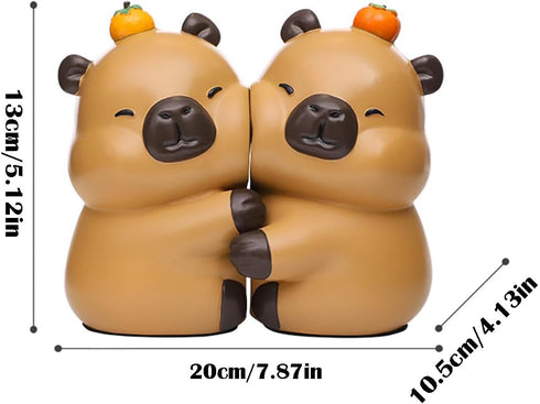 Cute Hug Capybara Decorative Bookends, Unique Animal Book Ends to Hold Books Creative Resin Book Holder Stopper