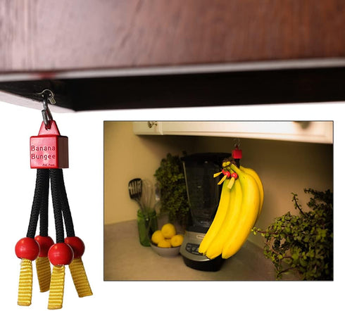 Banana Bungee Red Banana Hook Holder, Made in USA, for Multiple Bunches or Single Banana