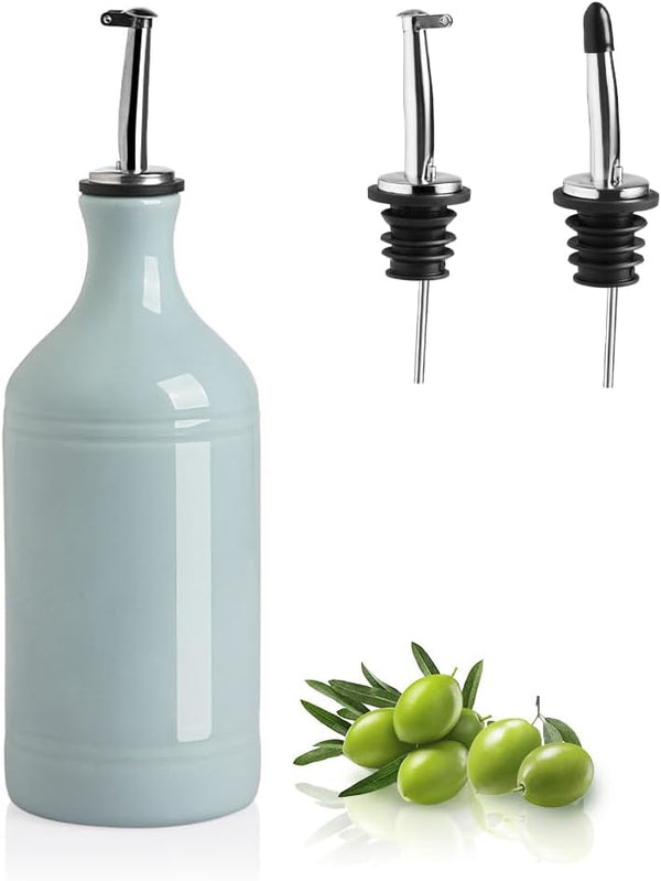 Sweejar Ceramic Olive Oil Dispenser Bottle, 15.5 Fl Oz, Opaque Cruet for Oil, Vinegar & Other Liquids