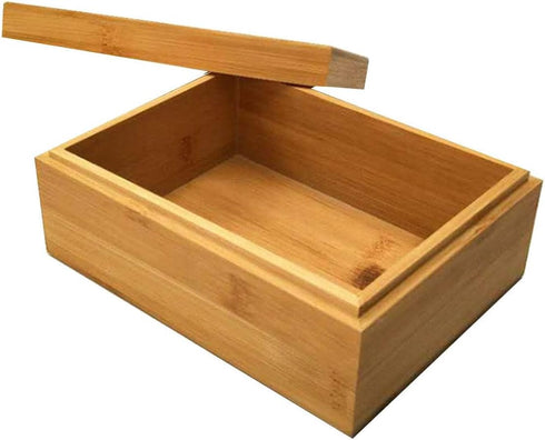 Zhou Bamboo Natural Storage Box with Cover, Unpainted Wooden Gift Box, 6.3x4.72x2.76 inch