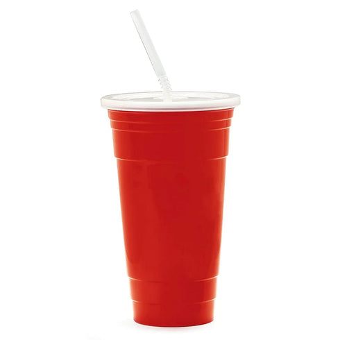 G.E.T. SC-32-SET-R Red 32 oz. Reusable Plastic Tumbler Set, 1 Count