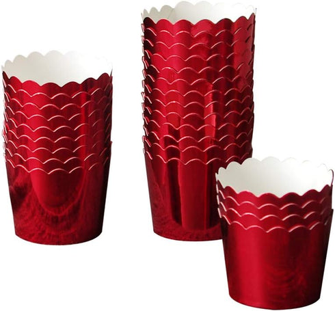 50 Pcs Paper Cupcake Liners, Baking Cups for Holiday, Parties, Wedding, Anniversary (Red)