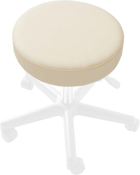 2-Pack 17-1/2 Inch Saloniture Round Stool Seat Cover, Waterproof Slipcover for Swivel Chair or Barstool - Cream
