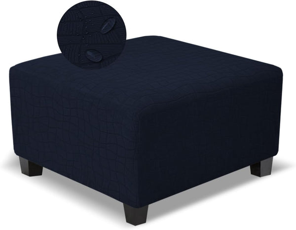 Square Ottoman Cover,Soft Stretch Jacquard Slipcover with Dual Waterproof Layers,Washable Furniture Protector