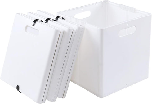 4-Pack Collapsible Plastic Storage Cube Bins, White Foldable Storage Bins