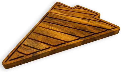 Acacia Wooden Christmas Cutting Board: 12.5"L x 10"W Tree Shaped Chopping Board with Handle & Slicey Grooves
