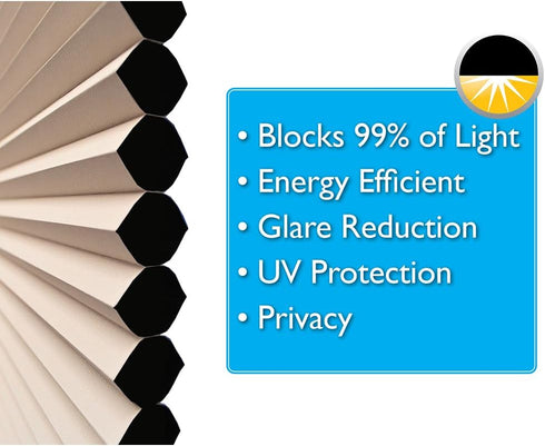 Redi Shade No Tools Easy Lift Cordless Cellular Blackout Fabric Shade, Natural, 30" W x 64" L (Fits 19"-30" Windows)