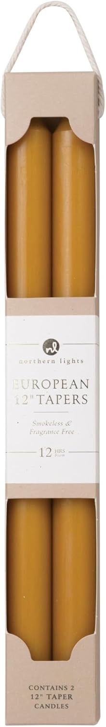 Northern Lights Candles, 12" 2pk Tapers, Caramel