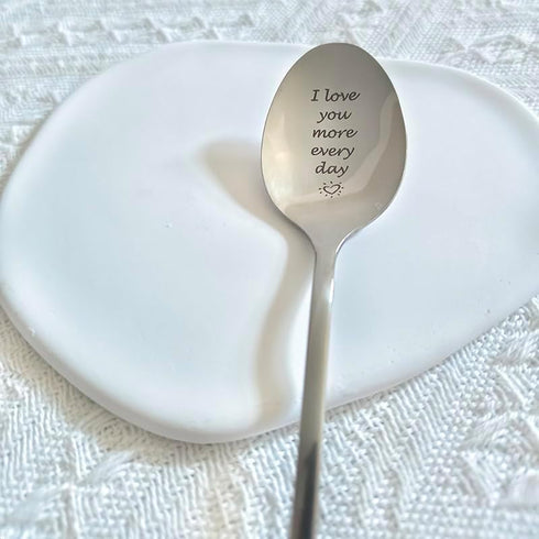 Couples Gifts Spoon for Boyfriend Girlfriend I Love You More Every Day Gift Spoons for Grandma Son Christmas Valentine's Day Gift for Husband Wife Coffee Tea Lovers Gifts Spoon