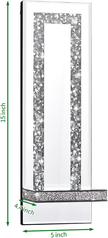 Aeveco Set 2, 4)) Crystal Crush Diamond Mirrored Candle Sconces, Silver Wall Candle Holder of Wall Decorations