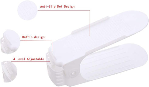 50% 12 Pack Closet Shoe Slots Organizer Double Layer Height Adjustable Free Standing Plastic Space Save Storage Units
