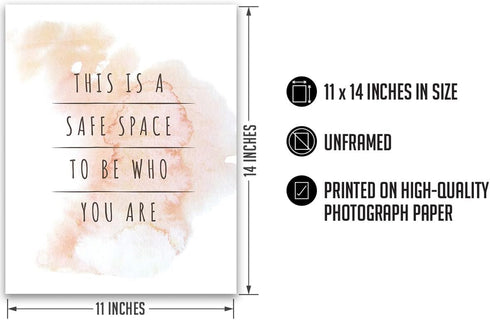 Govivo Therapist Office Decor, This Is A Safe Space Wall Art for School Counselor, 11x14 Unframed Print