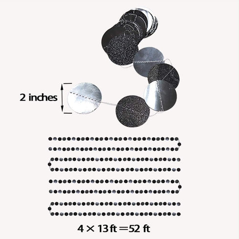 Cheerland Glitter Charcoal Grey Black Circle Garland Kit, Halloween Party Decoration Hanging Polka Dots Streamer Banner
