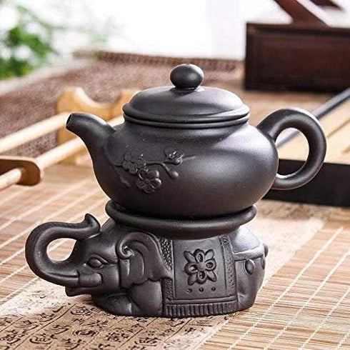 Handmade Yixing Elephant Teapot Holder, Purple Sand Teapot Pad, Black Tea Tray Decor