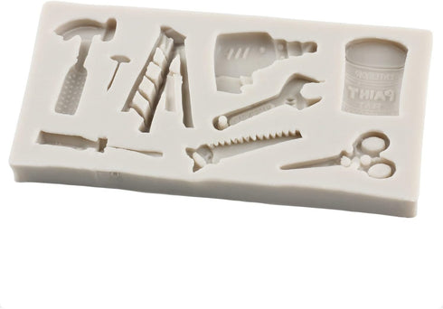 Mini Construction Tools Silicone Molds Set of 4 for Cake Decorating, Chocolate Fondant Molds, Cupcake Topper