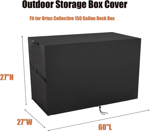 150 60 27''W 27 Deck Box Cover for Ortus Collective Gallon Deck Box, Double Layer Waterproof Resin Storage Box Covers