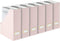 BLU MONACO Set of 6 Foldable Pink Cute Magazine Holders with Gold Label Holders - Stylish Storage for Desk, Shelves,