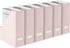 BLU MONACO Set of 6 Foldable Pink Cute Magazine Holders with Gold Label Holders - Stylish Storage for Desk, Shelves,