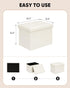 16.5"x12.6"x12.6" B FSOBEIIALEO Folding Storage Ottoman, Faux Leather Footrest Seat Coffee Table Toy Chest Kids, White