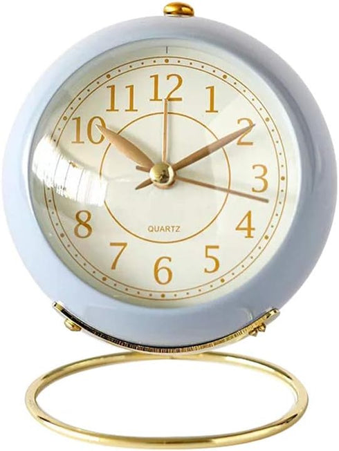 SHISEDECO Small Classic Non-Ticking Tabletop Alarm Clock, Battery Operated Astronaut Desk Clock with Backlight (Blue)