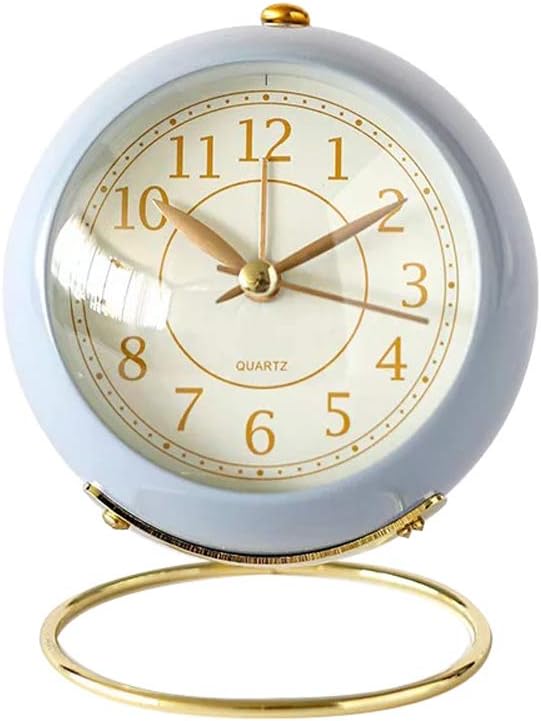 SHISEDECO Small Classic Non-Ticking Tabletop Alarm Clock, Battery Operated Astronaut Desk Clock with Backlight (Blue)
