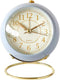 SHISEDECO Small Classic Non-Ticking Tabletop Alarm Clock, Battery Operated Astronaut Desk Clock with Backlight (Blue)