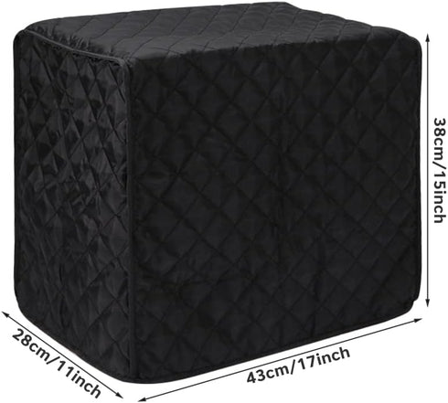Black Bread Maker Cover - 17x11x15 Inches Clip Cotton Polyester Quilted Toaster Oven Dust Cover for Kitchen Small