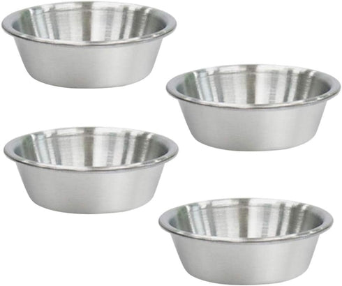 4Pcs Mini Dipping Saucer Bowls, Stainless Steel Sauce Dish for Small Portion Spice Condiments (2.3oz, Silver)