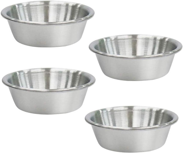 4Pcs Mini Dipping Saucer Bowls, Stainless Steel Sauce Dish for Small Portion Spice Condiments (2.3oz, Silver)