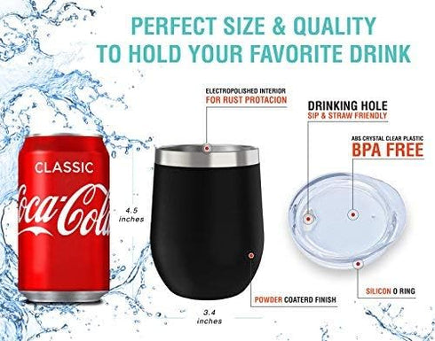 CHILLOUT LIFE Stainless Steel Tumbler 12 oz with Lid & Gift Box, Double Wall Vacuum Insulated