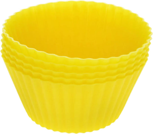 Utoolmart Silicone Baking Cups, Yellow Reusable Non-stick Cake Molds Set for Party Bakery Supplies, 5 Pcs