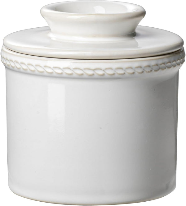 Butter Crock with Lid,Ceramic Butter Crock for Spreadable Soft Butter,Vintage Chain-Rim Design,Home
