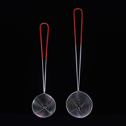 Draining Scoop, Skimmer Slotted Spoon, Mini Mesh Skimmer Spoon with Handle for Kitchen Frying Food Pasta (Size: L)