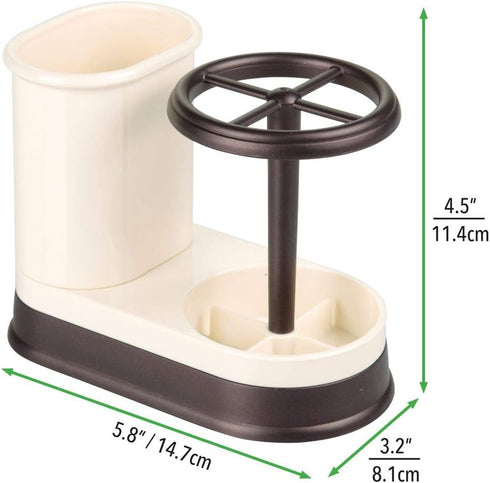 Countertop 4 mDesign Decorative Bathroom Dental Storage Organizer Holder Stand for Electric Spin Toothbrush/Toothpaste