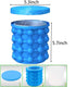 BULUSHI Large 2 in 1 Silicone Ice Bucket & Ice Mold with Lid, Portable Silicon Ice Cube Maker, Blue