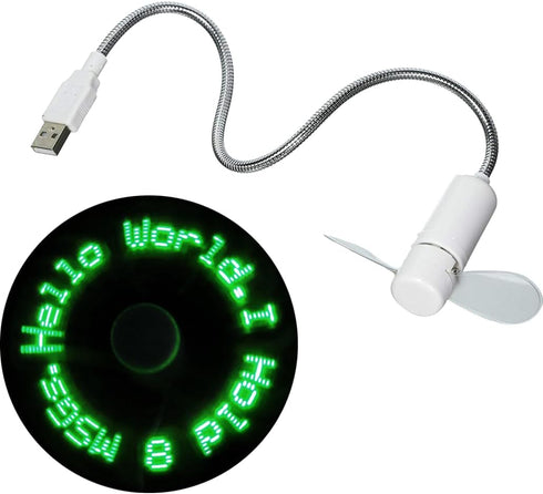 PowerTRC LED Programmable Message Fan with Customized Drawing, USB Powered (Green LED)