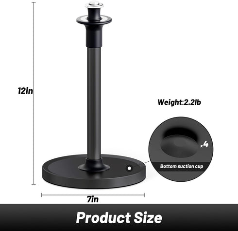 VEHHE Paper Towel Holder - Easy Tear Countertop Holder with Damping Spring Structure, Stainless Steel for Kitchen